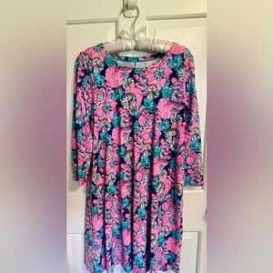 Lilly Pulitzer Pink, Teal & Navy Floral Dress